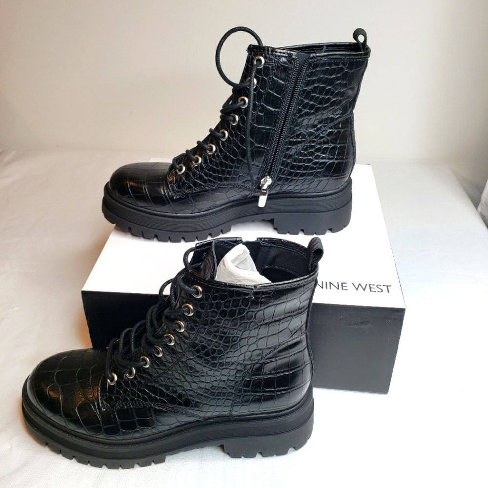 Nine West Wm's Piercy Black Combat Boots